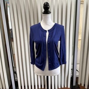 Kate Spade Blue Somerset Silk Cotton Cardigan Size Small